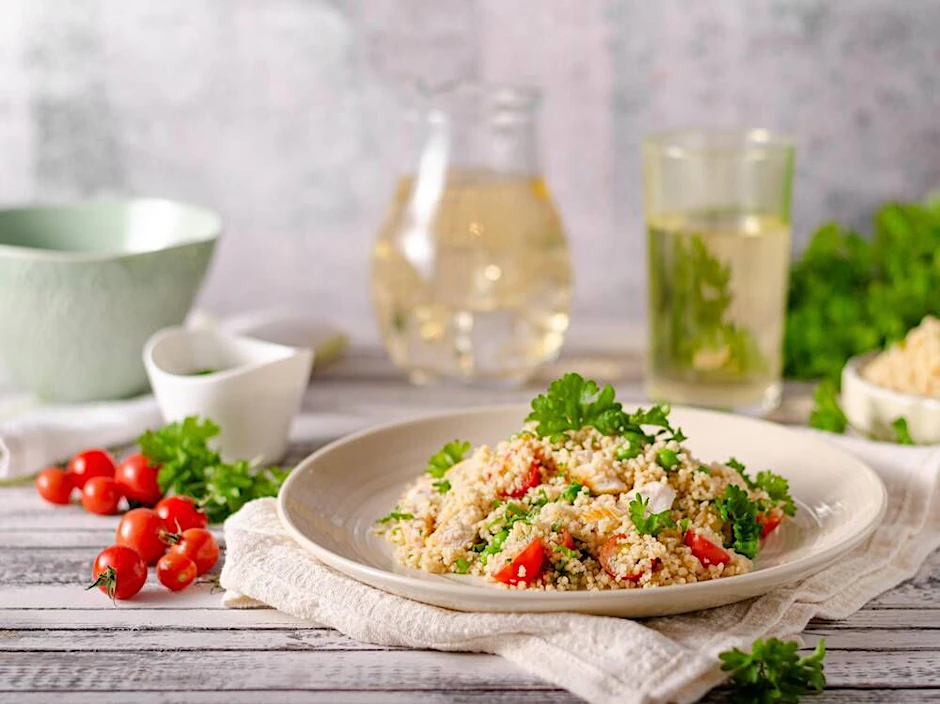 Der Couscous-Salat mit Feta ist ein leichtes und leckeres Sommeressen.