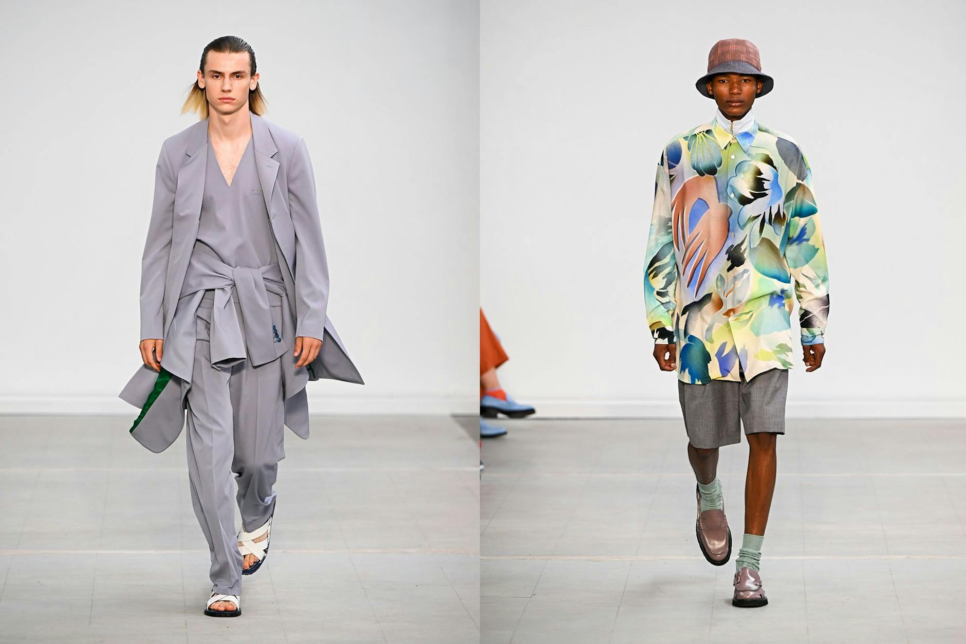 Ein Klassiker neu gedacht: Der Herrenanzug fällt bei Paul Smith nun weicher und in Puderfarben aus.