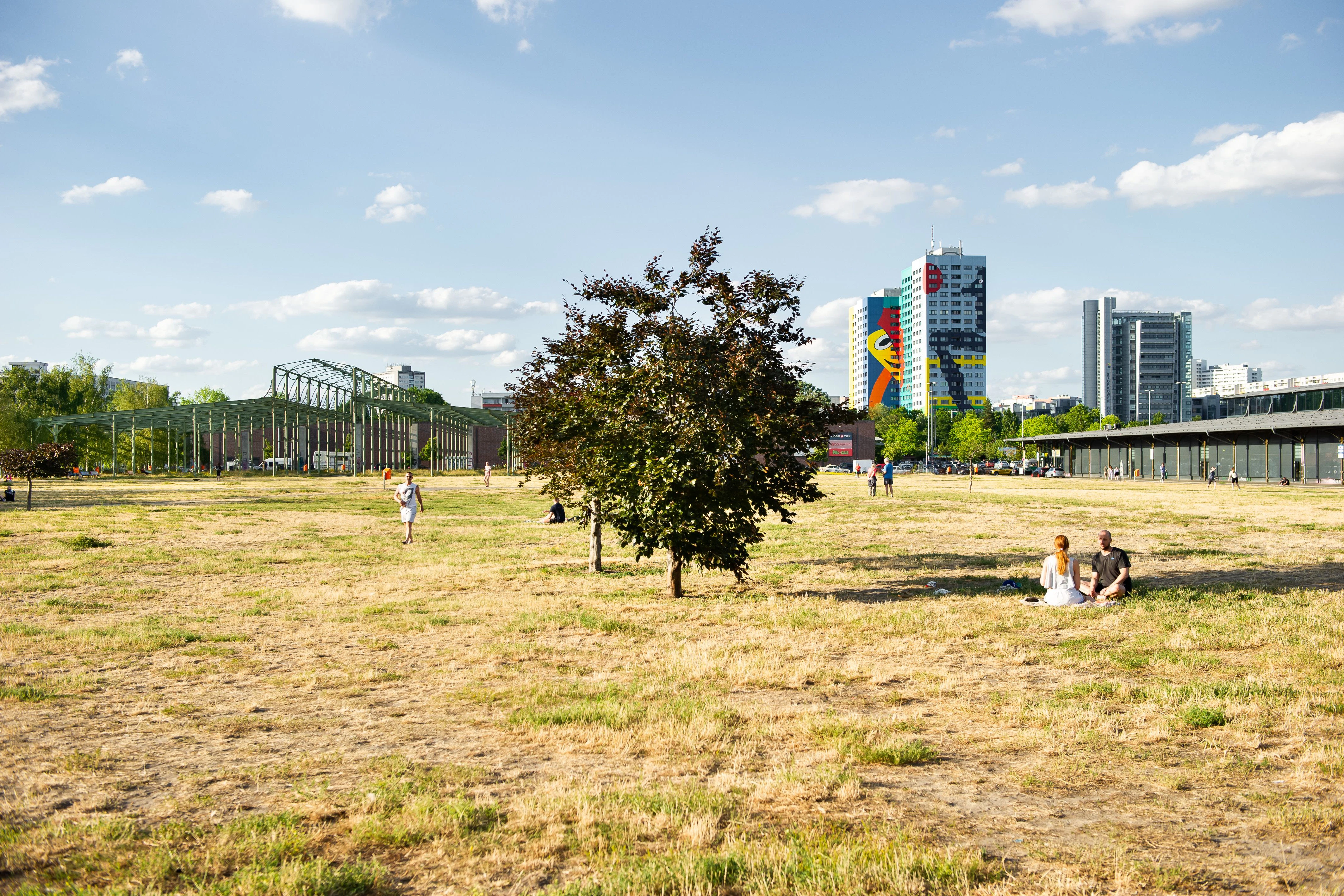 Anfang Juli: Berlin wird zur Steppe, die Wiesen im Blankenstein-Park sind verbrannt.