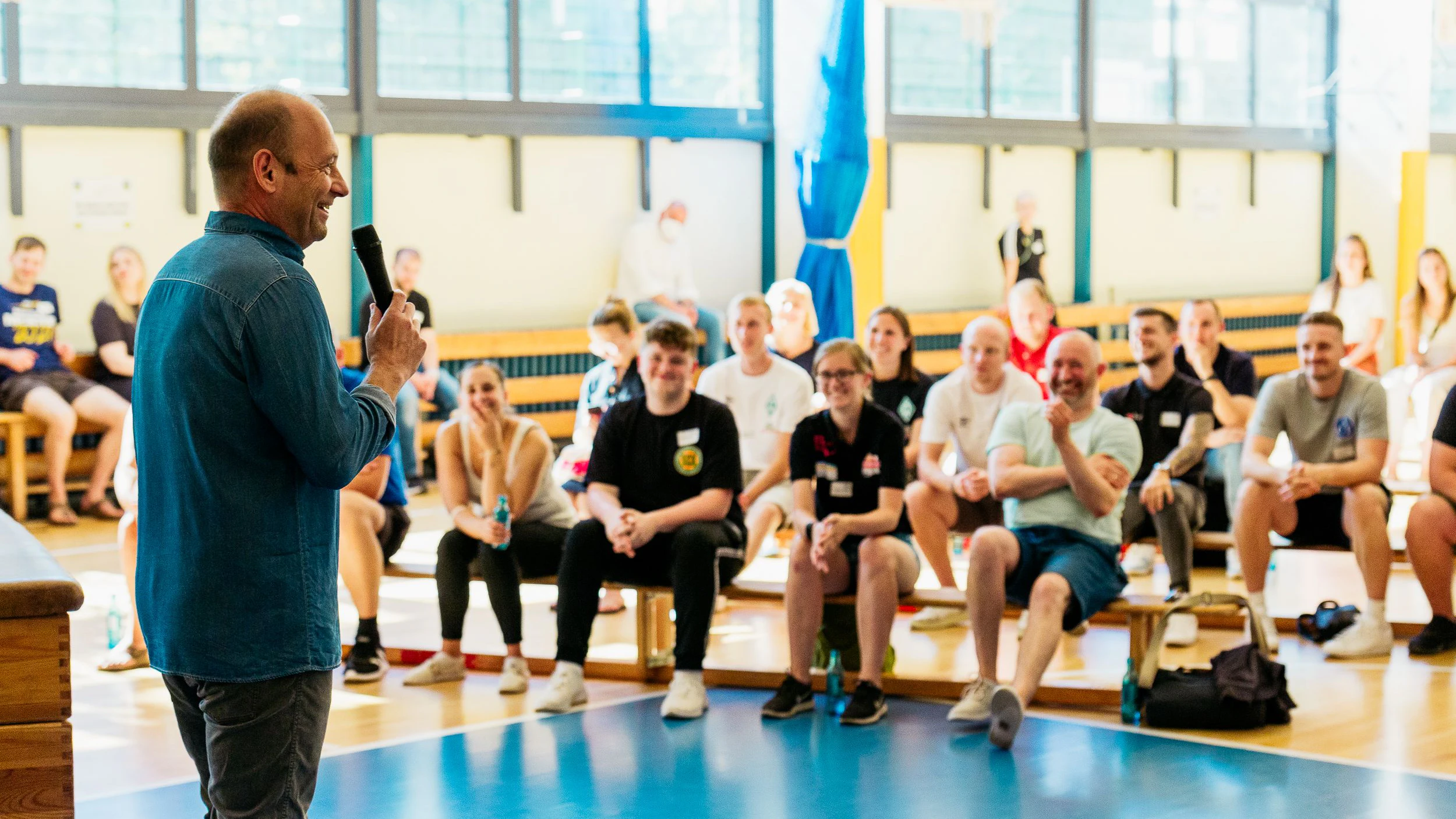 Alba Berlins Geschäftsführer Marco Baldi (l.) ließ es sich nicht nehmen, die Gäste des Community Summit persönlich zu begrüßen.