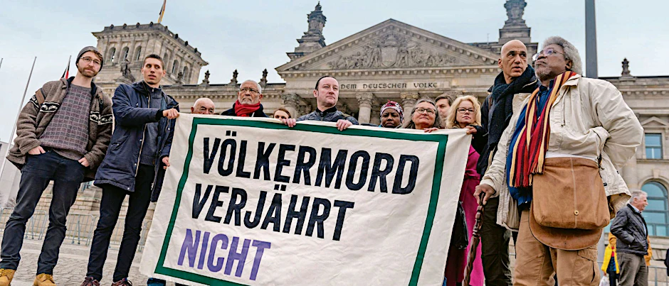 Protestaktion zum Völkermord an den Herero und Nama am 21.03.2019 vor dem Bundestag