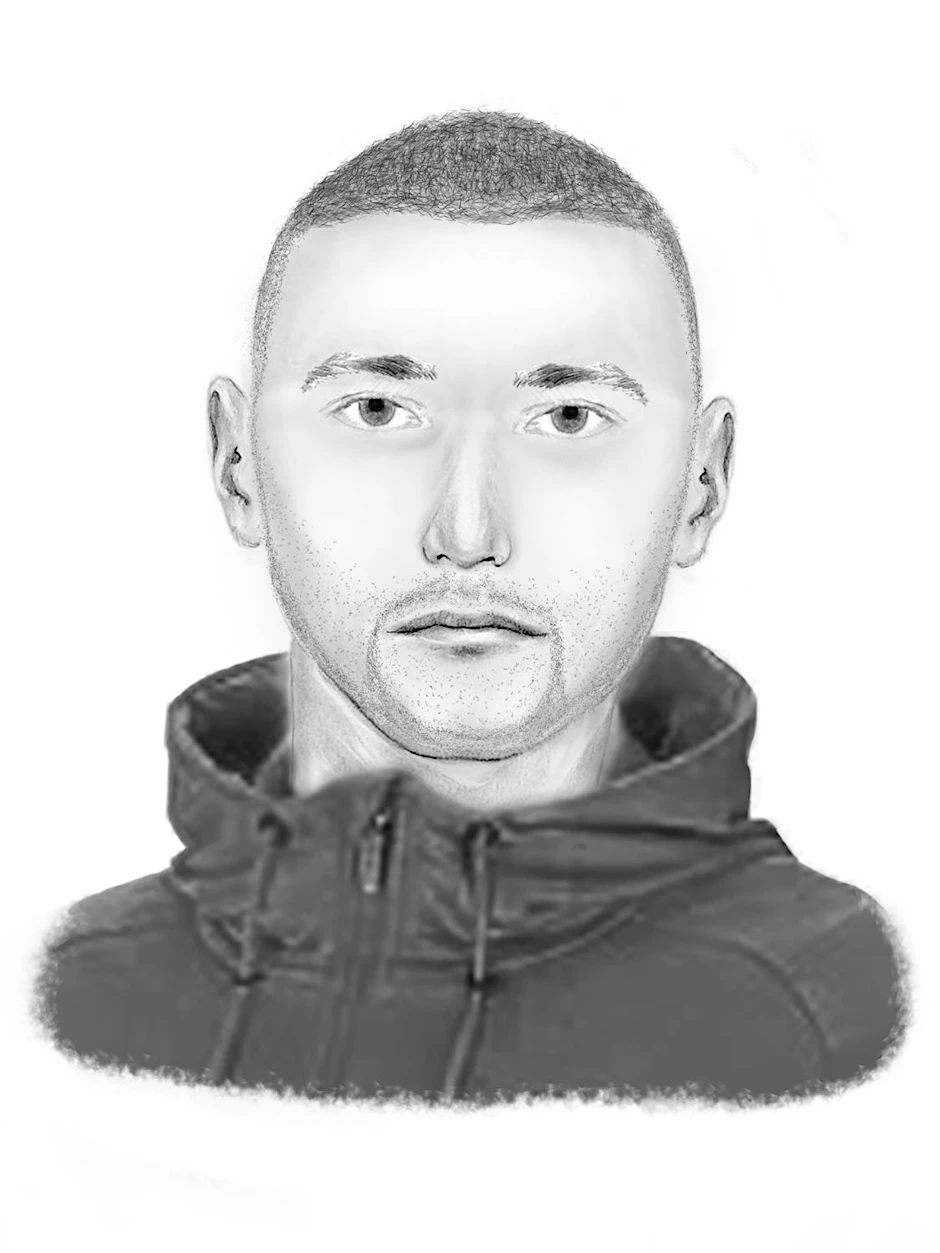 Phantombild der Polizei Berlin: So soll der Mann aussehen, der einen 55-jährigen Hertha-Fan vor dem Olympiastadion so verletzte, dass er im Krankenhaus starb.
