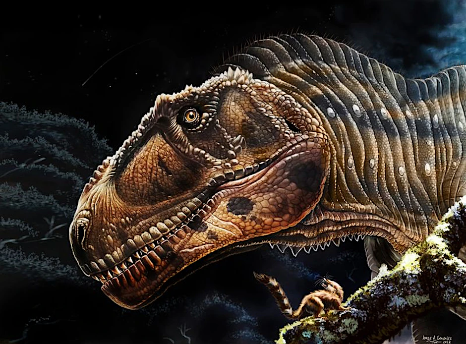 Porträt des Sauriers Meraxes gigas, wie es sich der Künstler vorstellt.