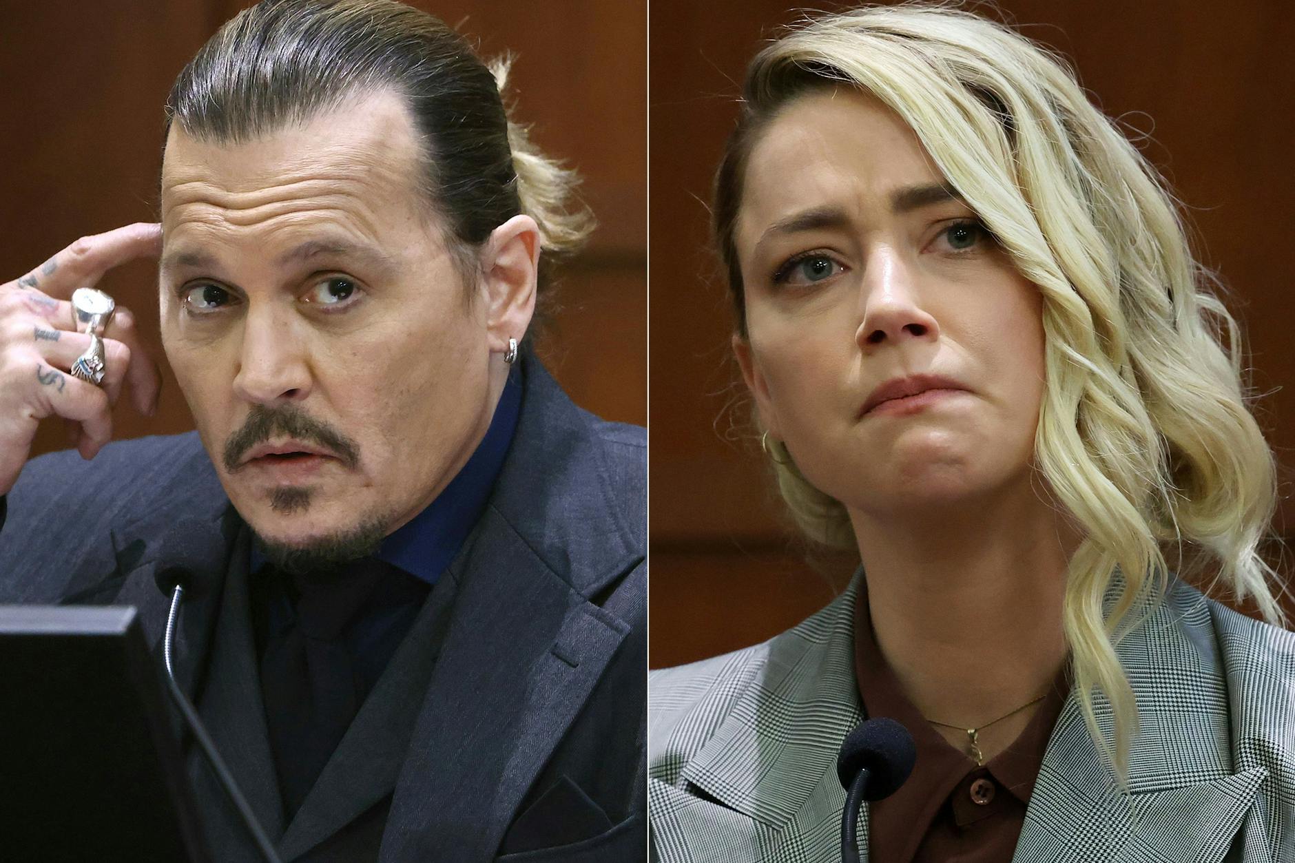Johnny Depp und seine Ex-Frau Amber Heard im Gerichtssaal (Archivfotos).