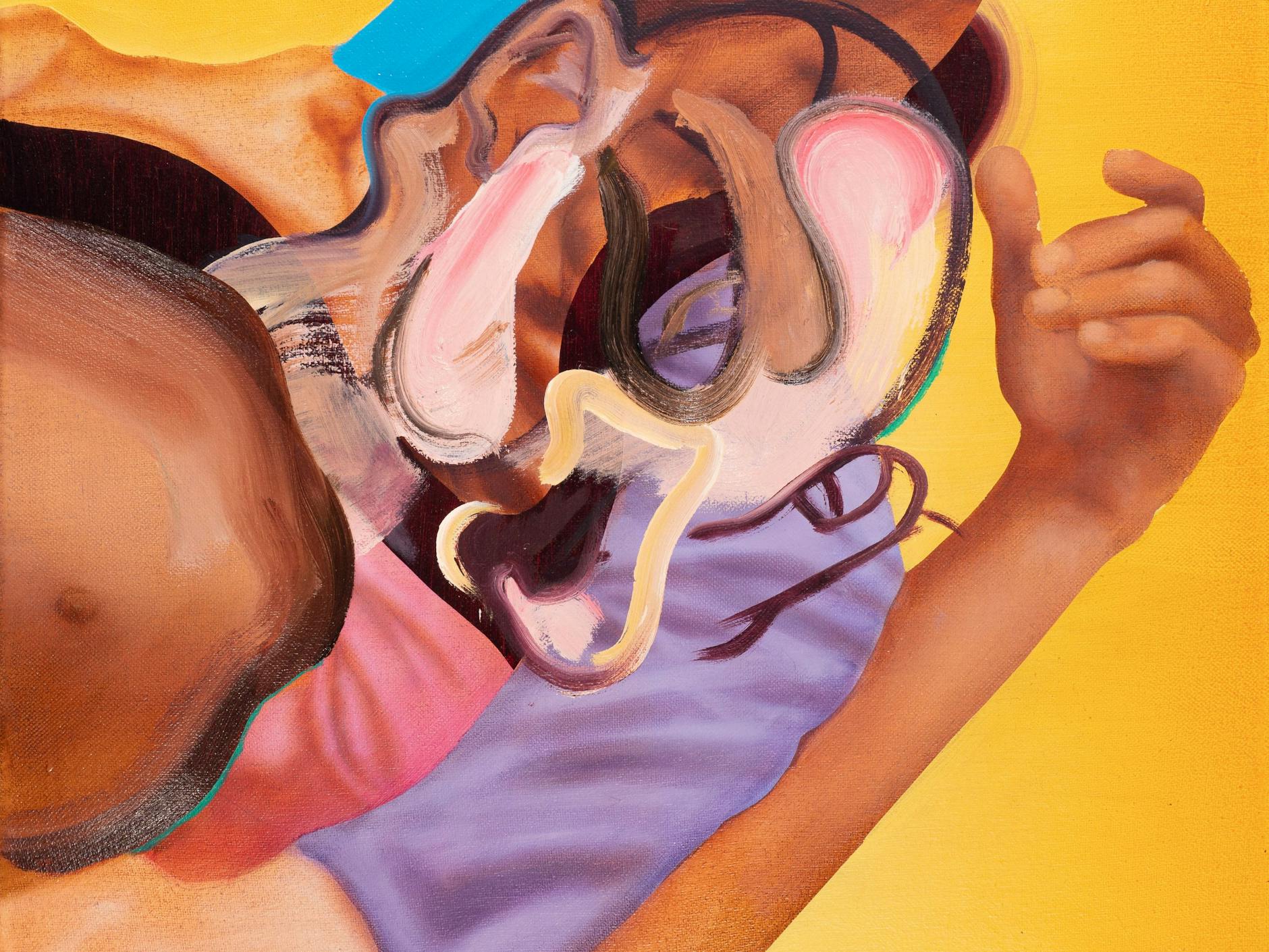 Ein Gemälde aus Andrew Moncriefs Gucci-Serie „Shifting Intimacies“ (2022), Öl und Acryl auf Leinwand