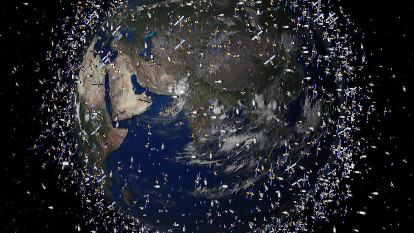 Diese Esa-Illustration zeigt die Masse an Weltraumschrott, der die Erde umkreist.