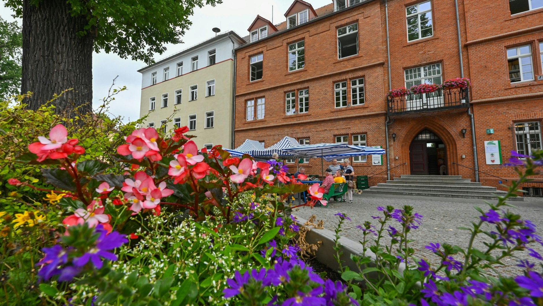 Blühende Landschaften in Zossen: Das Rathaus der Stadt Zossen im Landkreis Teltow-Fläming. Viele Unternehmen verlegen ihren Sitz hierher.