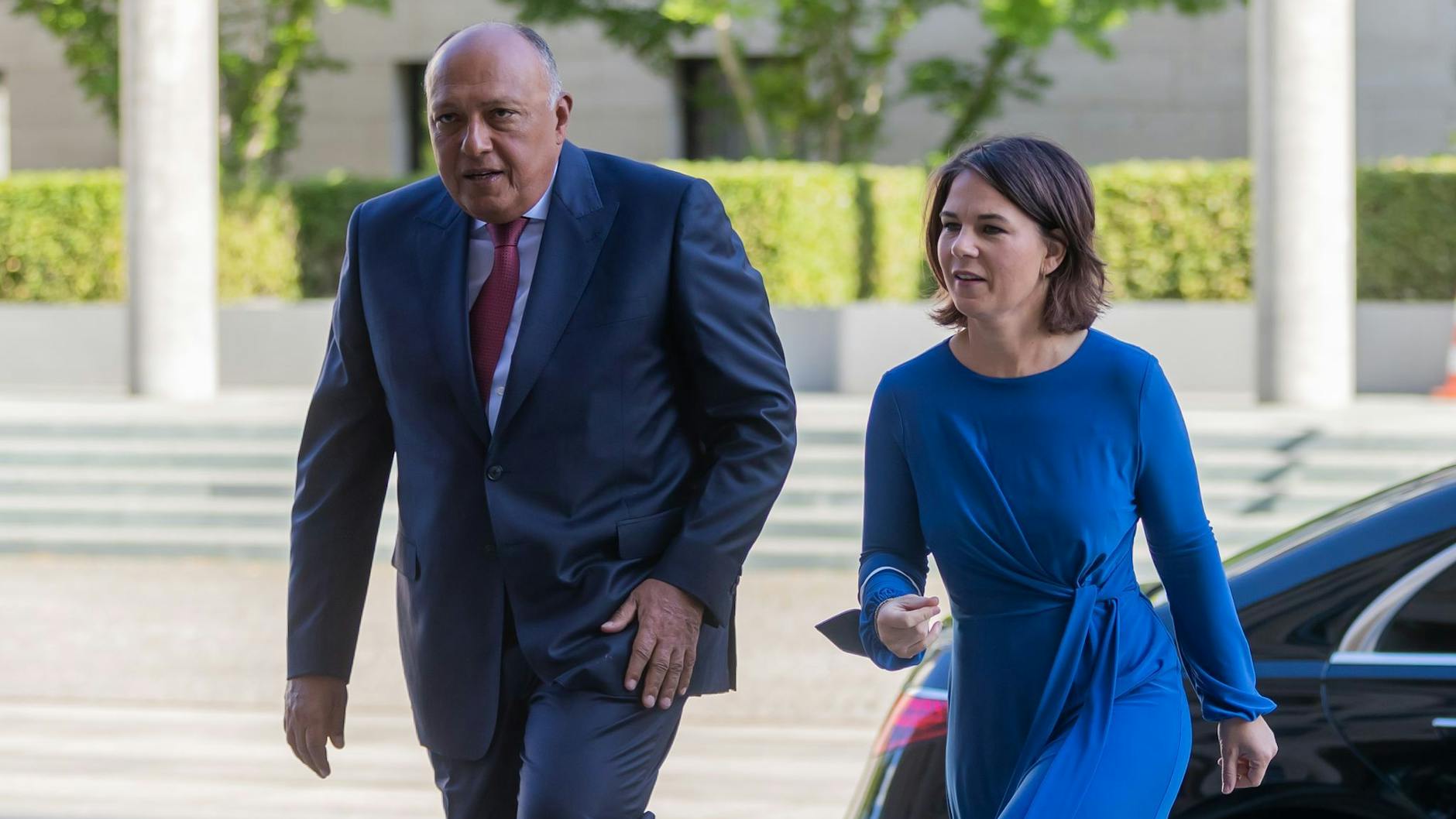 Außenministerin Annalena Baerbock und ihr ägyptischer Amtskollege Samih Schukri.