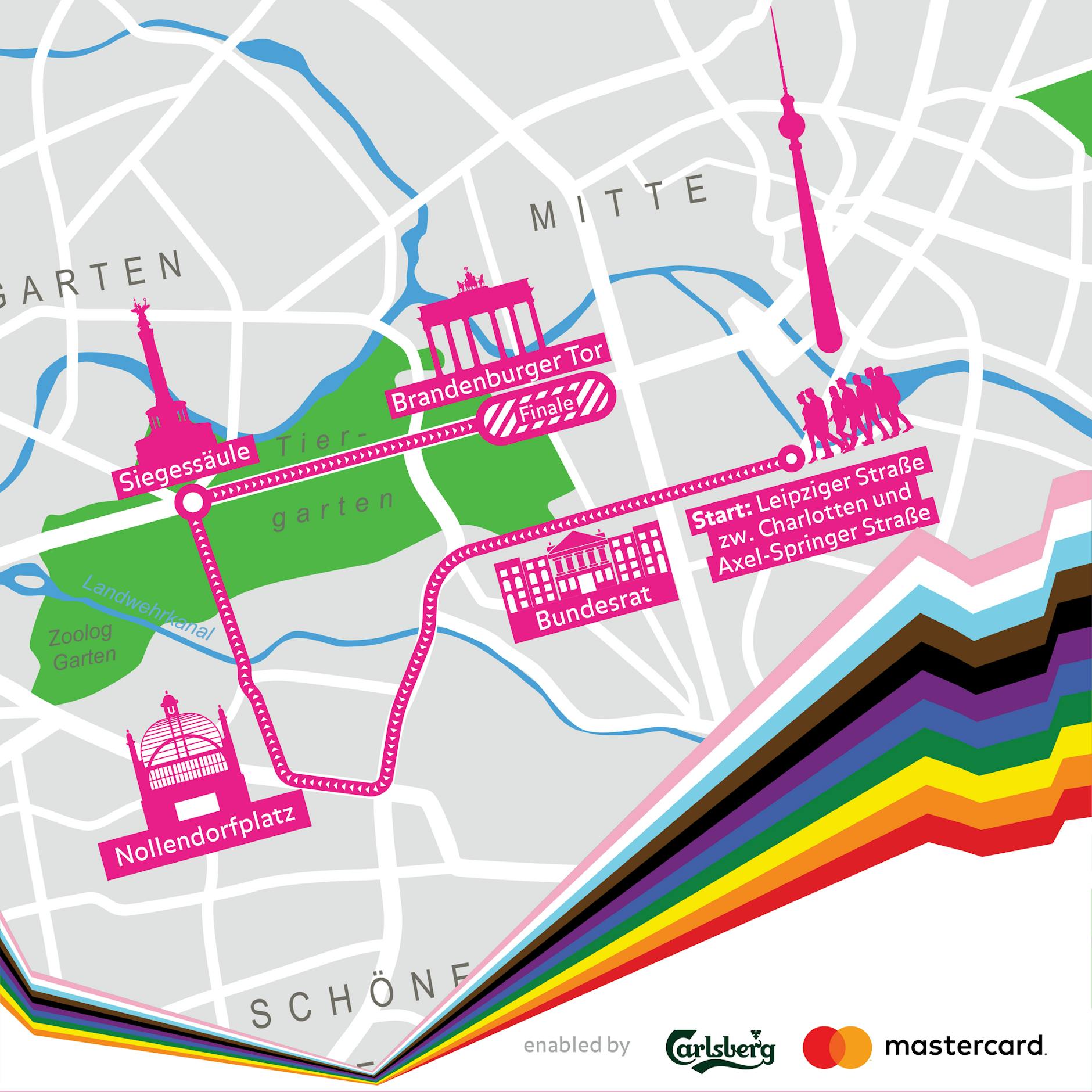 Die Route des CSD am Sonnabend. Beginn ist 12 Uhr.