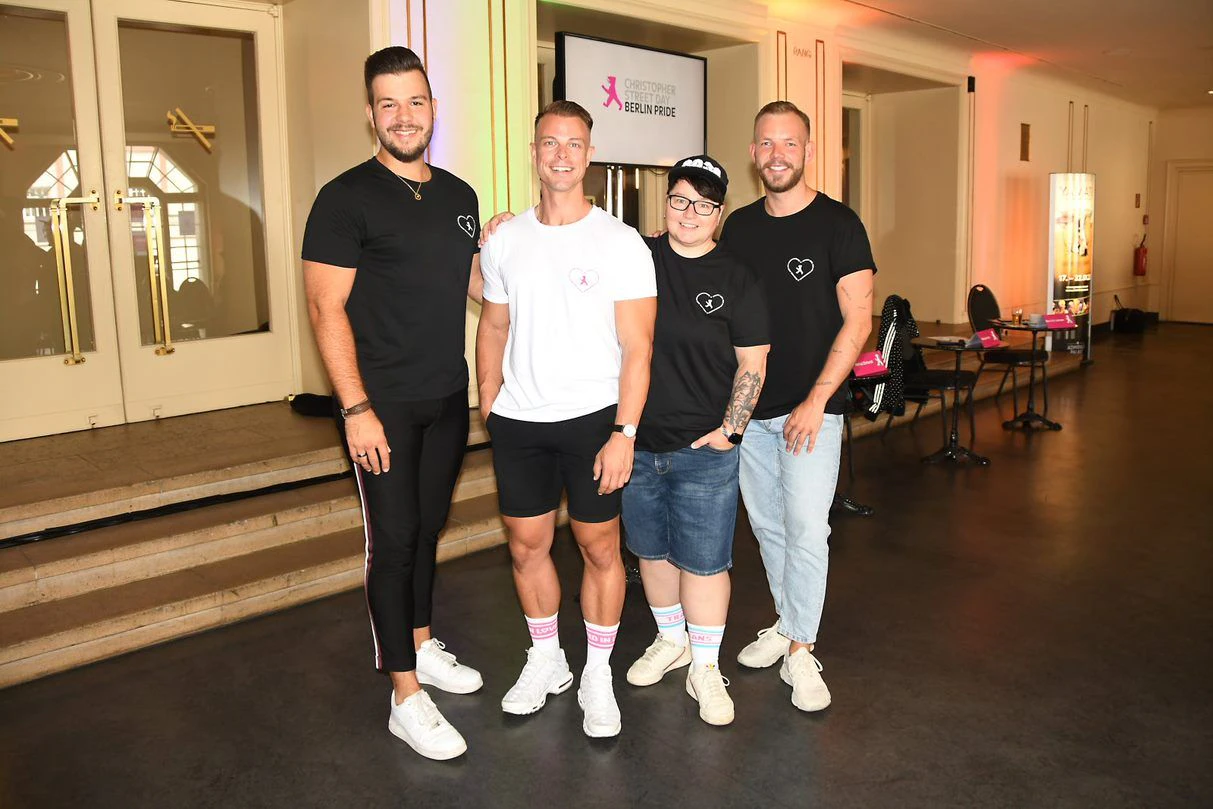 Der Vorstand des Berliner CSD e.V.: Marc-Erik Lehmann, Ulli Pridat, Monique King und&nbsp;Patrick Ehrhardt (v. l.)