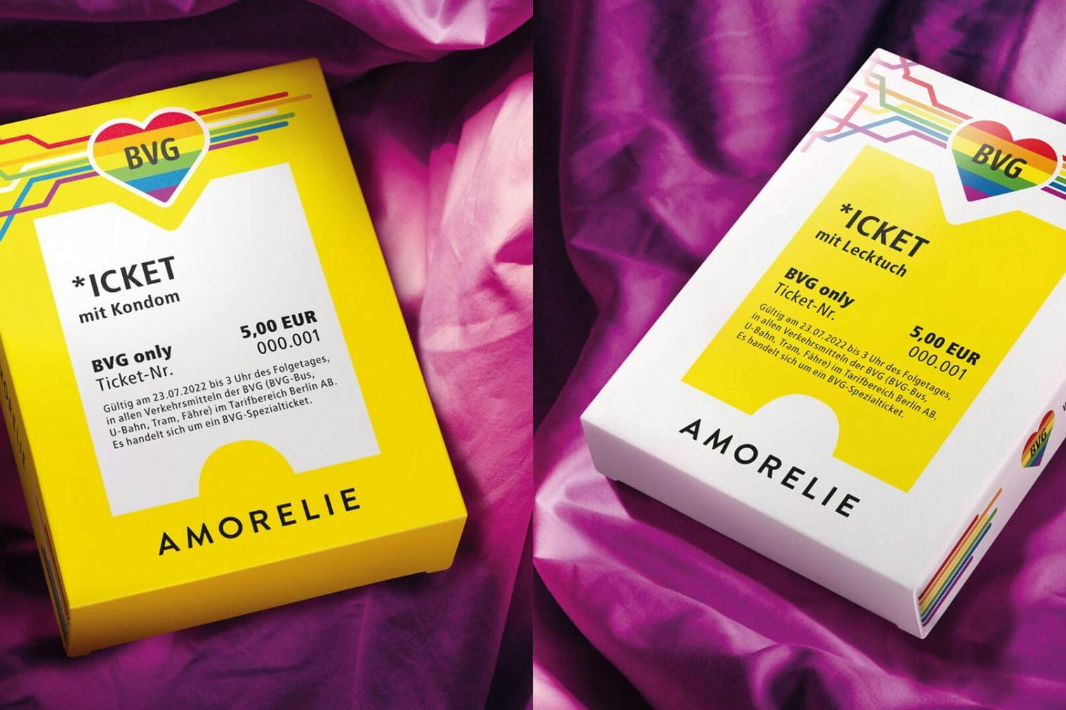 Das Ticket samt Kondom oder Lecktuch – eine besondere Aktion der BVG zum CSD.