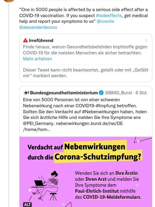Das Unternehmen Twitter bewertet die neuen Informationen des Bundesgesundheitsministeriums zwischenzeitlich als „irreführend“.