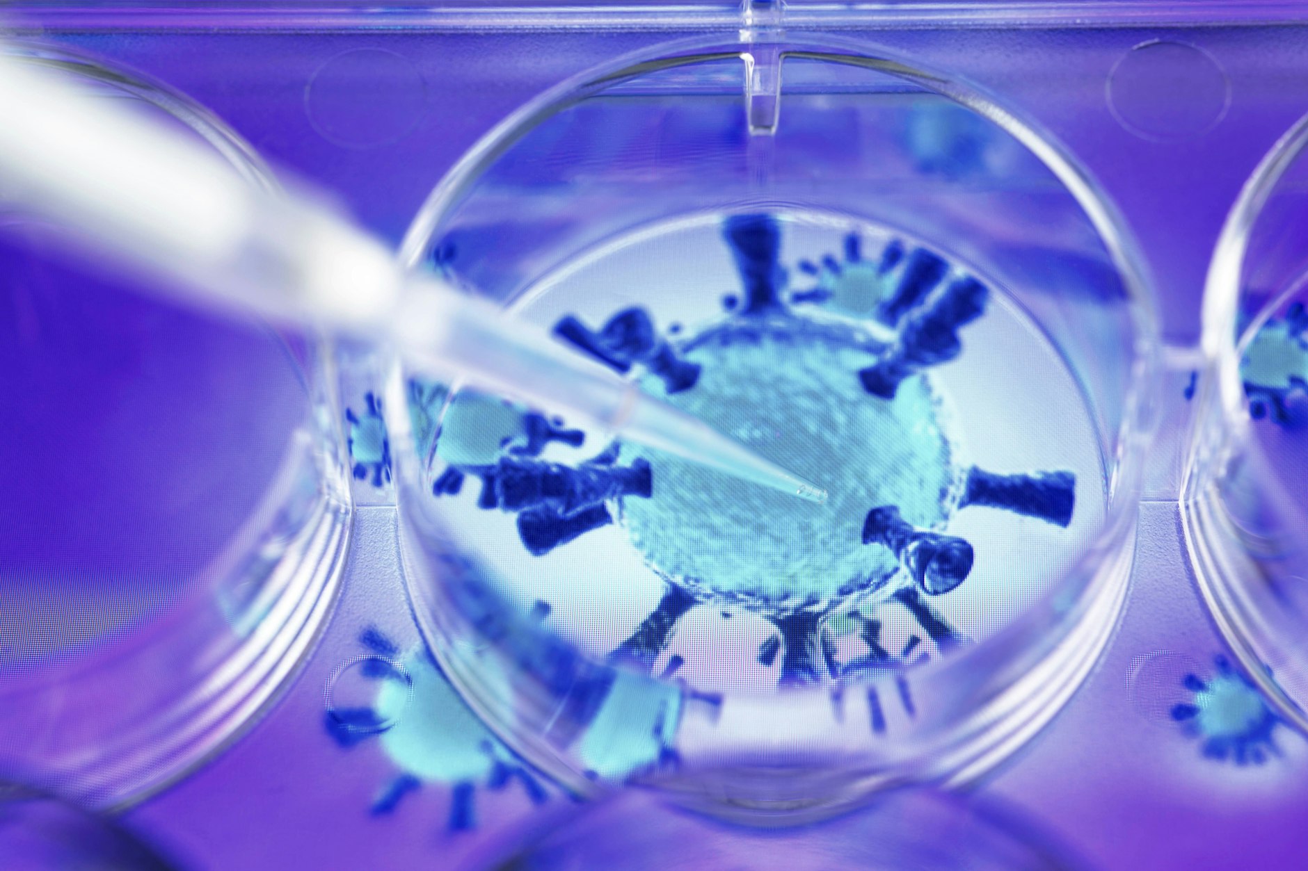 Ein Wissenschaftler platziert ein Vakzin.