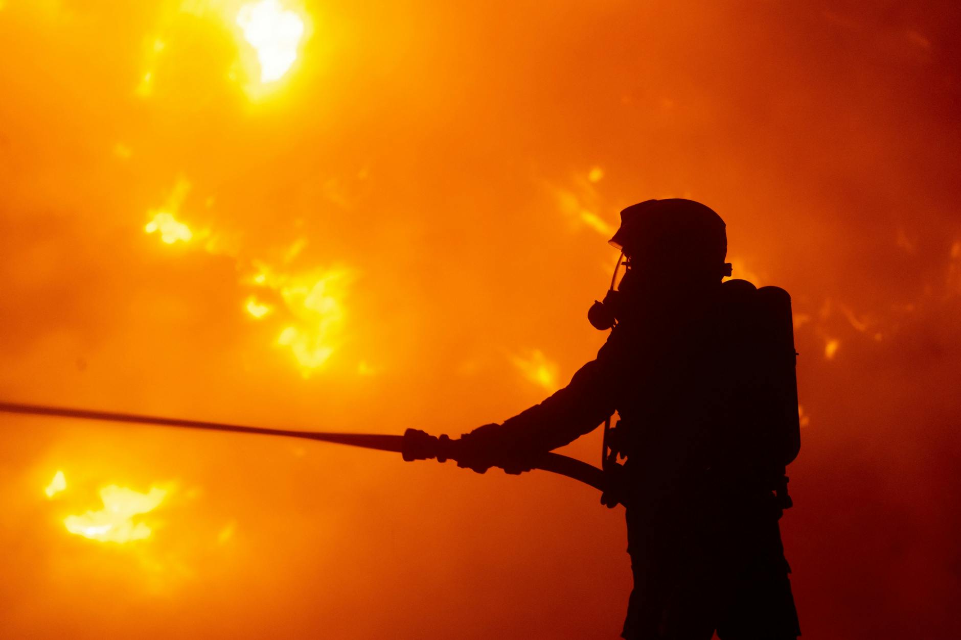 Ein Feuerwehrmann löscht in Brandenburg einen Waldbrand (Symbolbild).