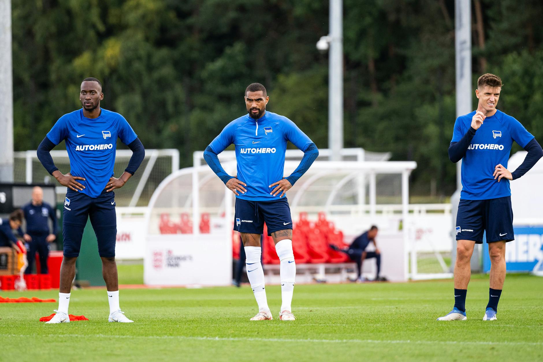 Herthas Dodi Lukebakio, Kevin-Prince Boateng und Krzysztof Piatek schauen gespannt auf den Saisonstart.