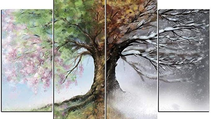 Hier werden sie auf einem Bildmotiv fürs Wohnzimmer gezeigt: Frühling, Sommer, Herbst und Winter - einst die vier Hauptfeinde des Sozialismus in der DDR.