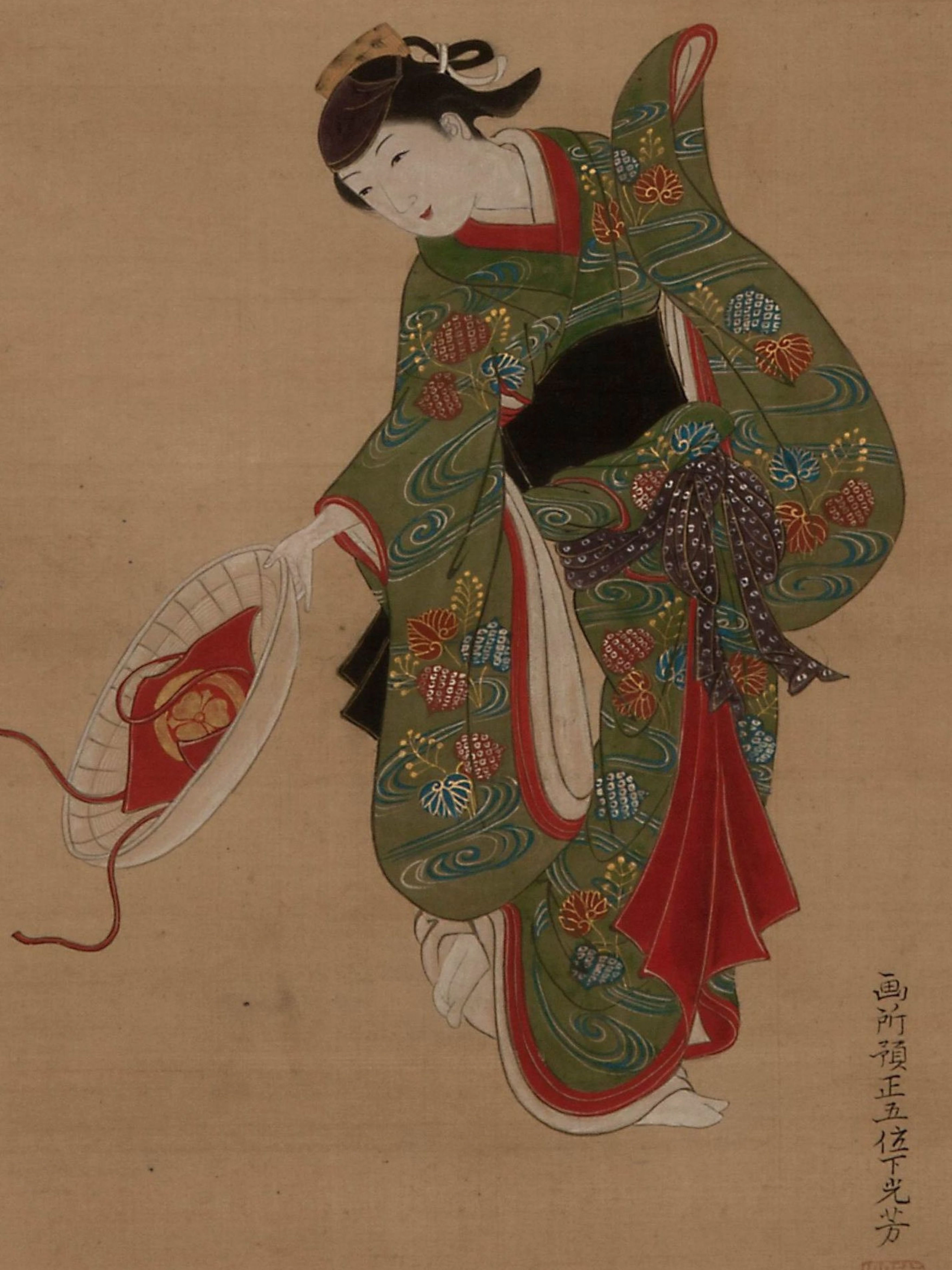 Tosa Mitsuyoshi (1700 – 1772), Tänzer*in, Japan, Edo-Zeit, ca. 1726 – 1772 (Detail), geschenkt 1915 von Marie Meyer und Ernst Grosse