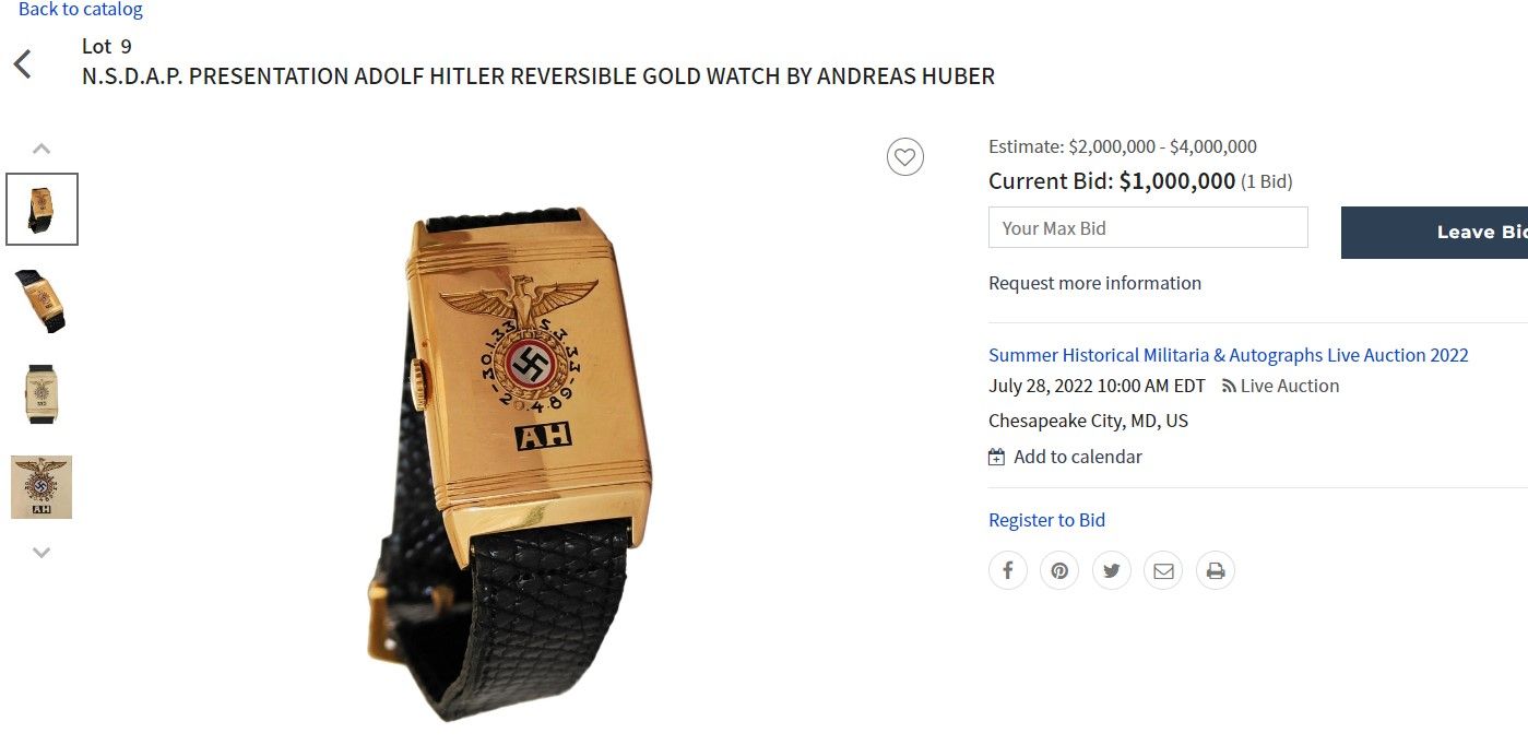 Image - Adolf Hitlers goldene Uhr für mehr als eine Million Dollar versteigert