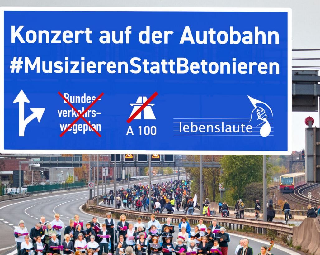 Protestkonzert gegen A100: Aktivisten legen jetzt die Autobahnauffahrt Saarstraße lahm