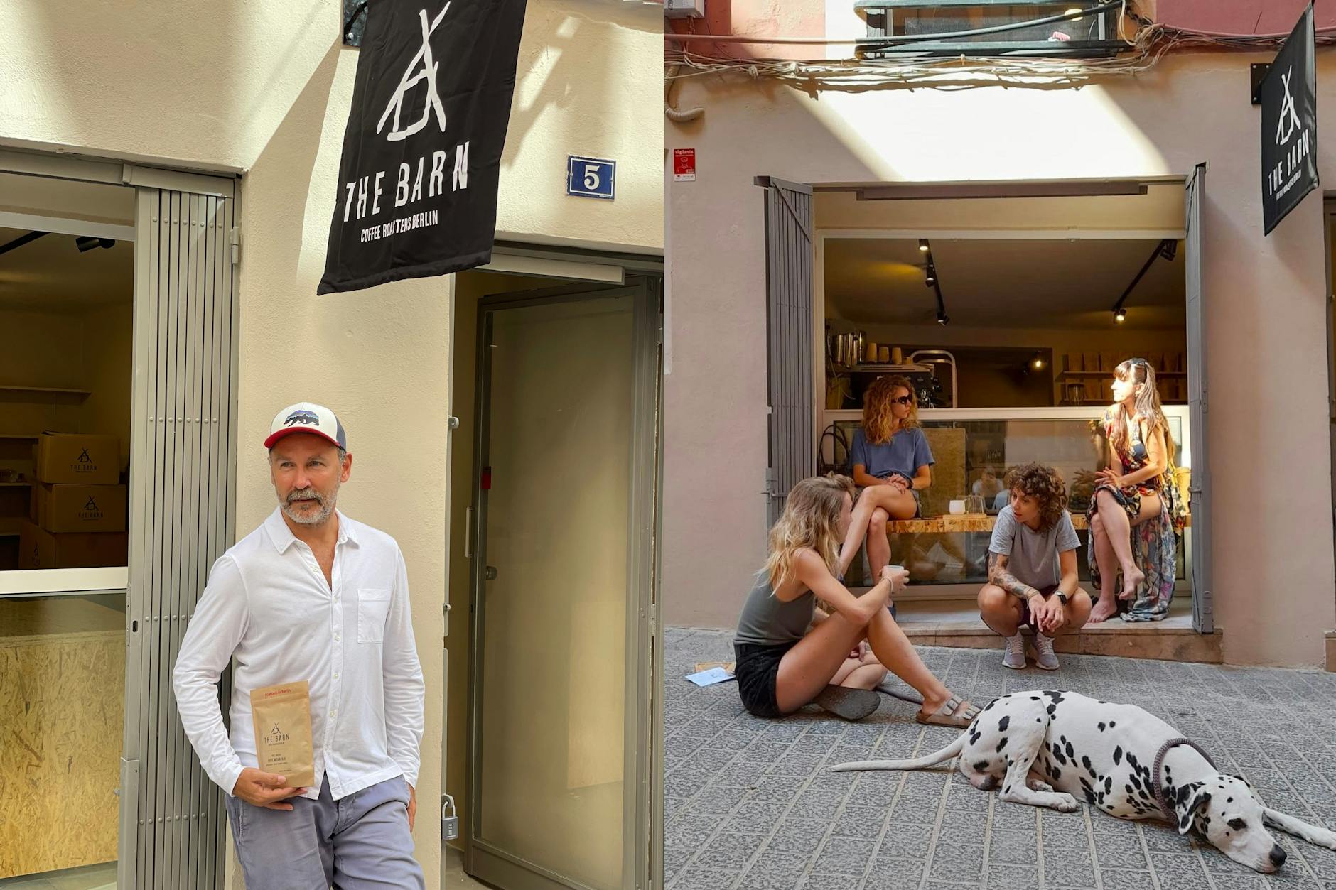 Surft genüsslich auf der „Dritten Kaffeewelle“: Ralf Rüller, daneben seine mallorquinische The-Barn-Filiale.