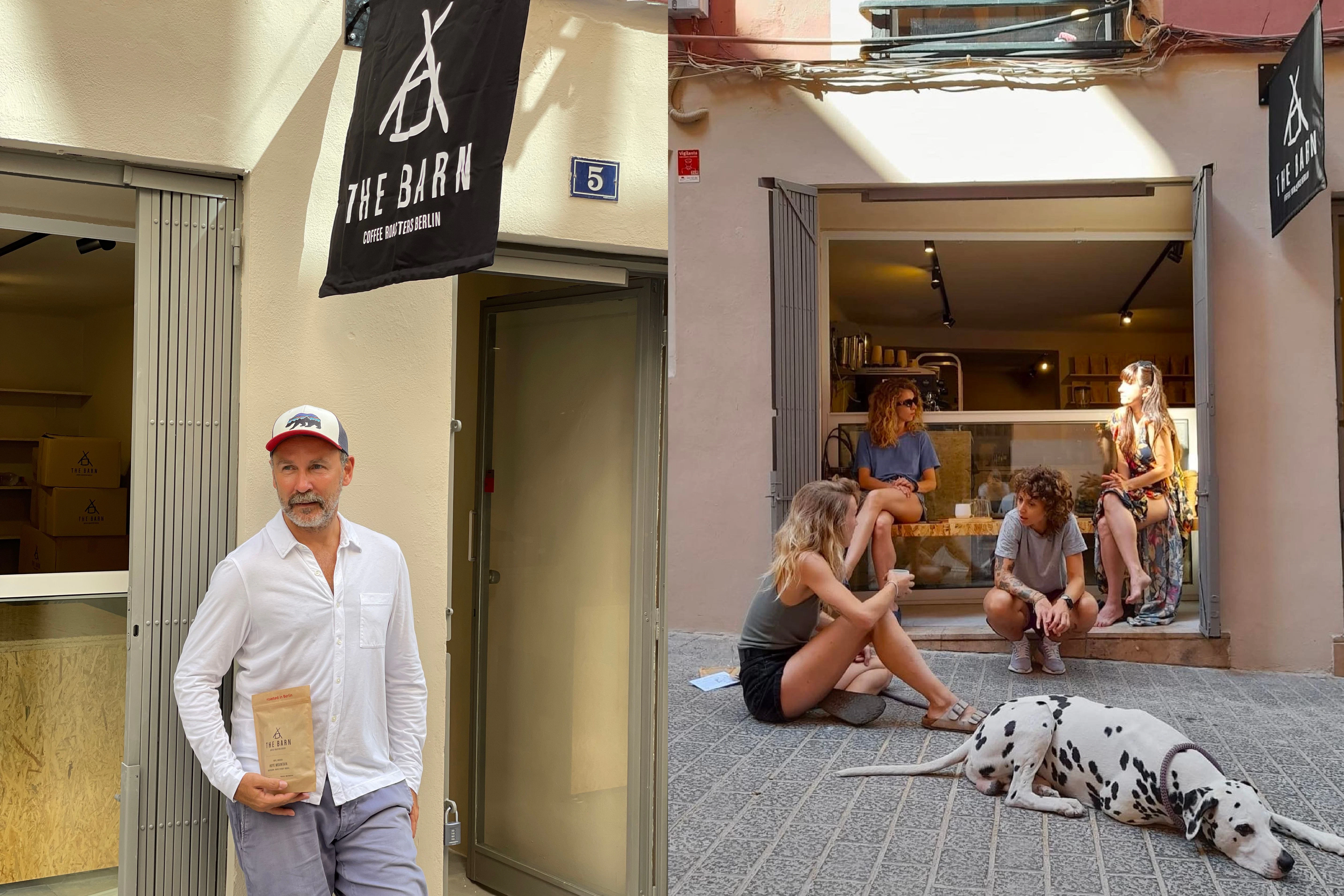 Surft genüsslich auf der „Dritten Kaffeewelle“: Ralf Rüller, daneben seine mallorquinische The-Barn-Filiale.