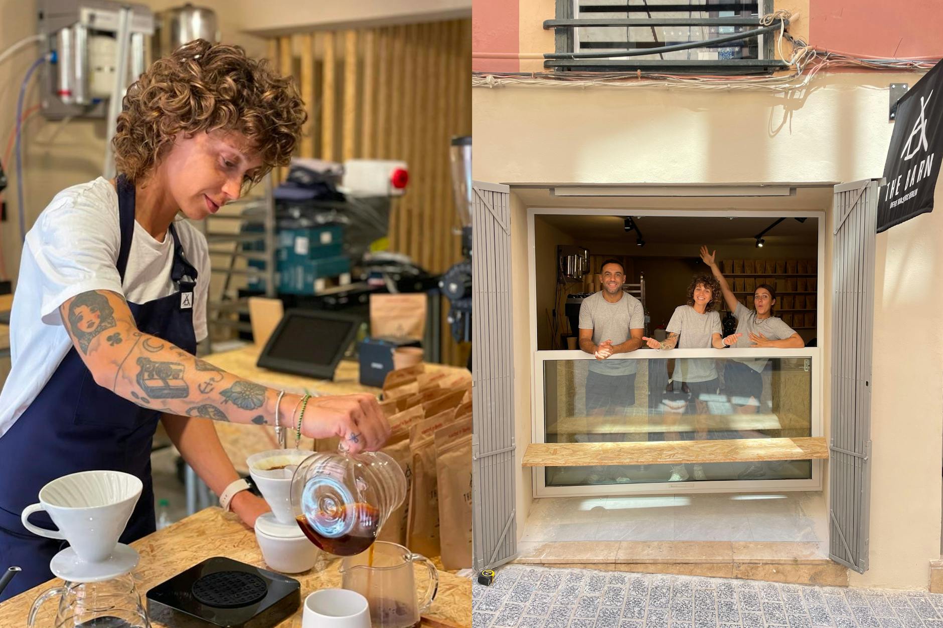 Hier wird Ihnen geholfen: Die Baristas bedienen direkt aus dem Laden heraus auf der Costa D’en Brossa 5.