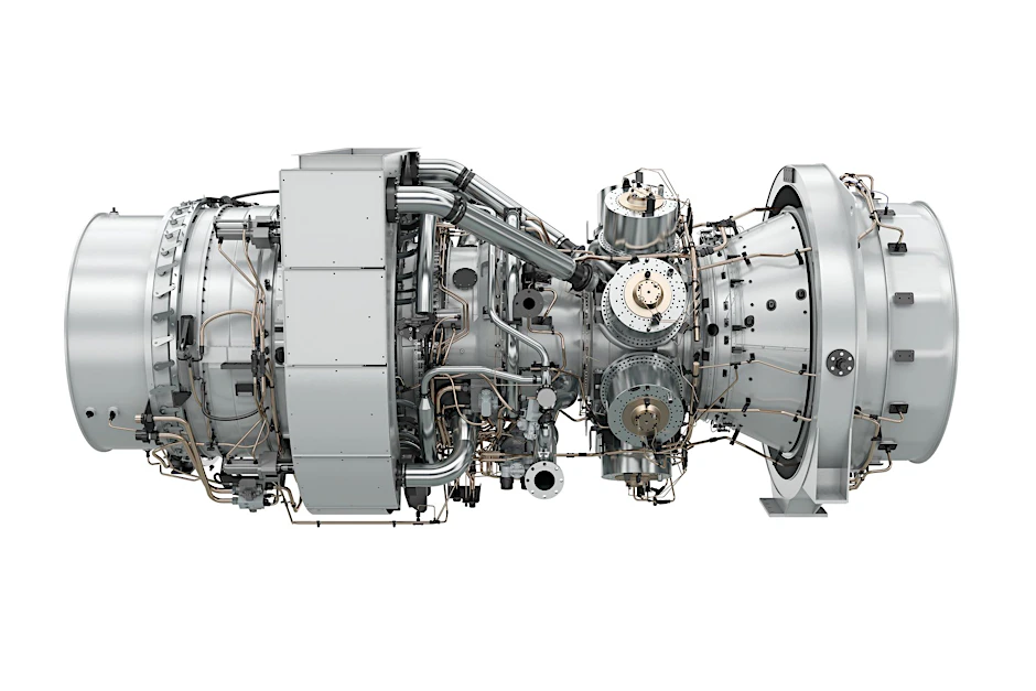 Die Darstellung zeigt die Siemens Energy SGT-A65 Turbine.