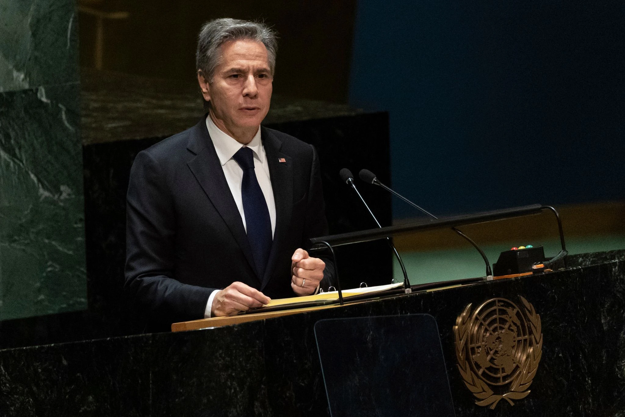 Antony J. Blinken bei der Überprüfungskonferenz zum Atomwaffensperrvertrag (NVV) in New York.  
