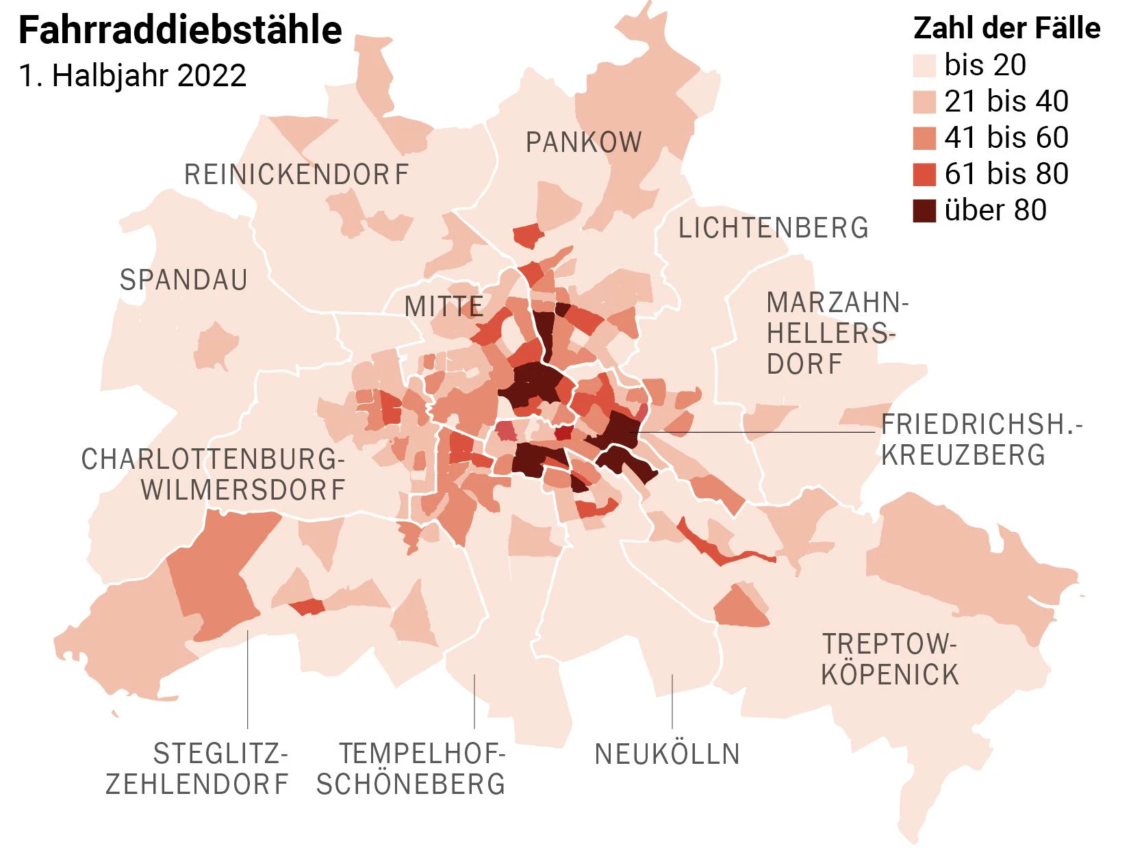 Der Alexanderplatz, Alt-Treptow und der Bergmannkiez sind Fahrraddiebsstahl-Hotspots.