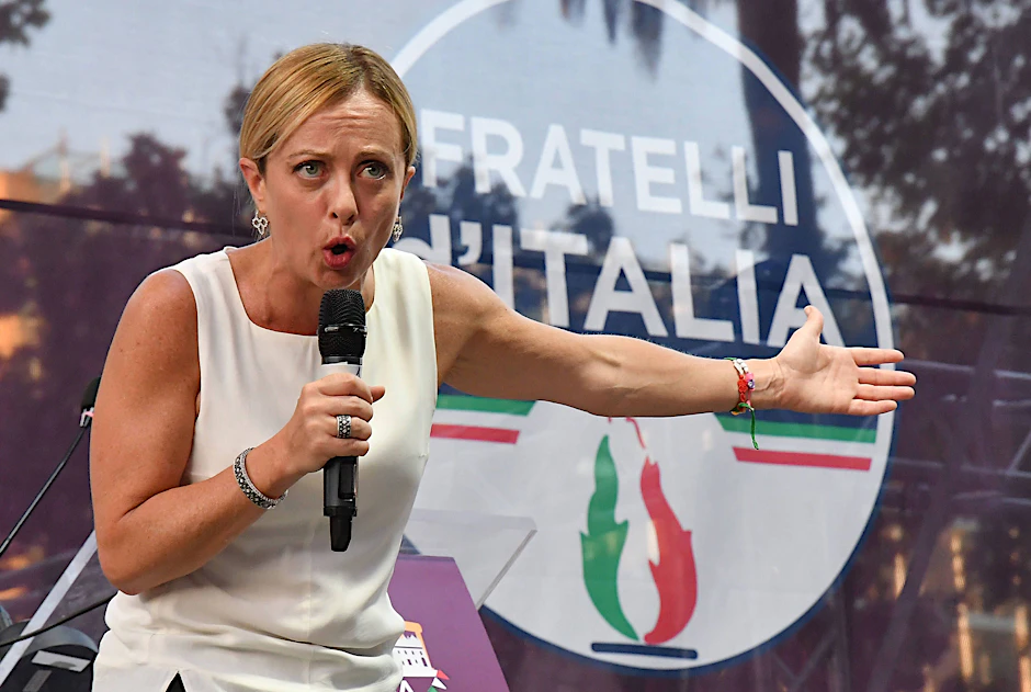 Giorgia Meloni, Vorsitzende der rechten Partei Fratelli d’Italia