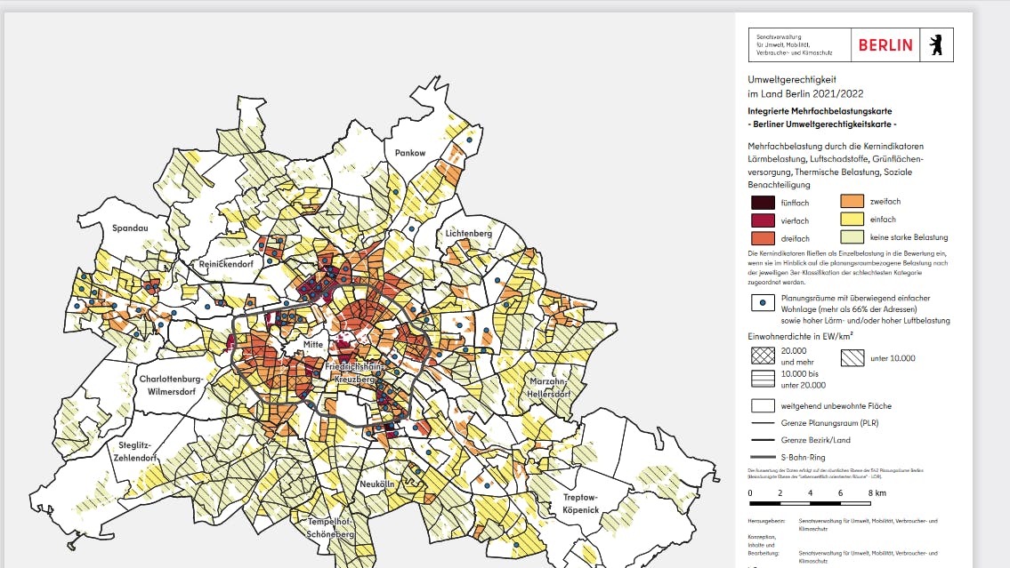 Eine der Karten aus des neuen Umweltgerechtigkeitsatlas.