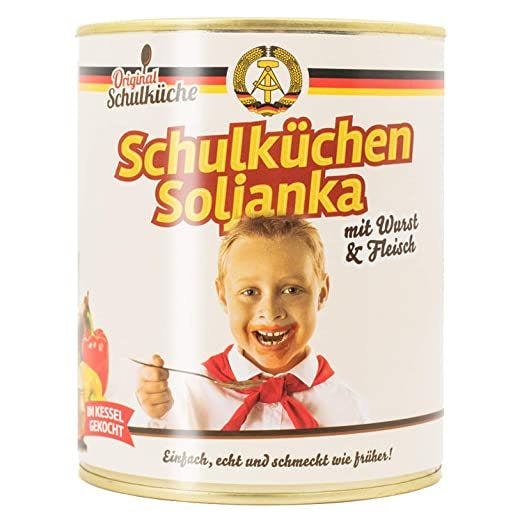 Verharmlost dies die SED-Diktatur: Die Schulküchen-Soljanka mit DDR-Wappen und Thälmann-Pionier gibt es auch bei Amazon.