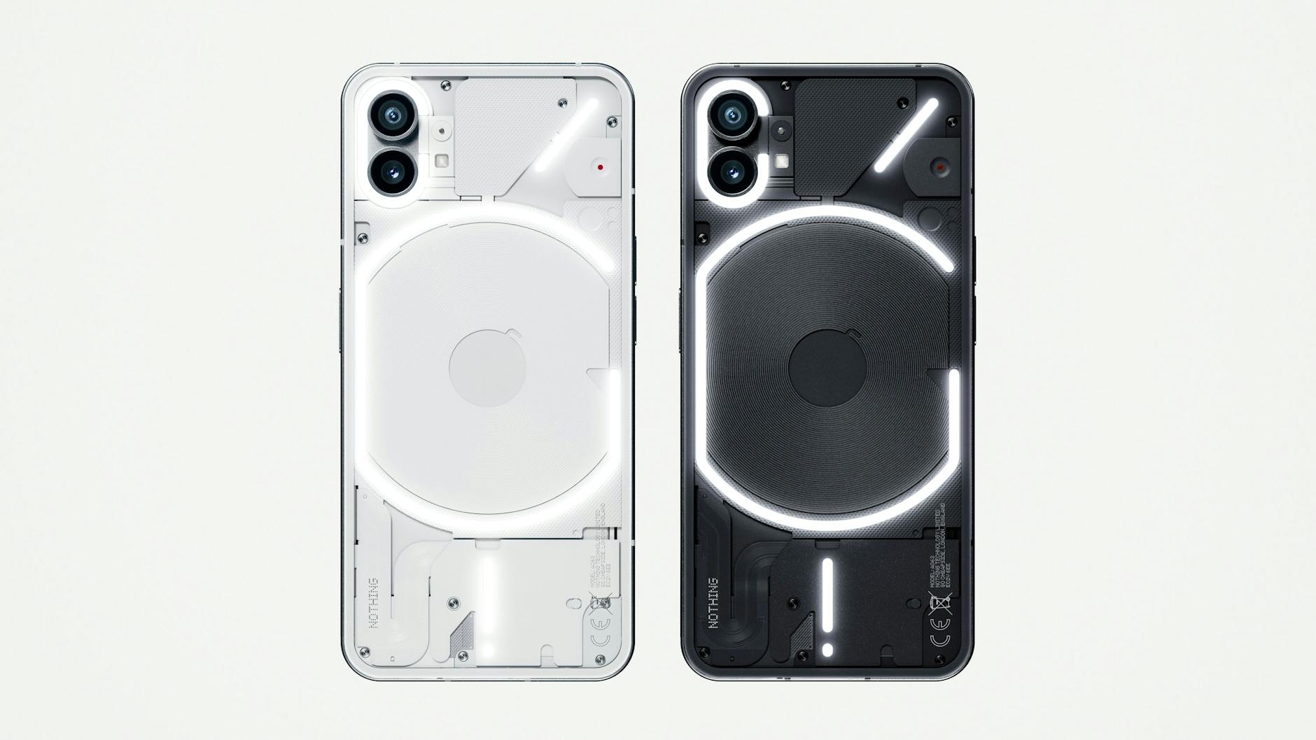 Ein kalkulierter Blick ins Innere. Das Nothing Phone 1 hat eine transparente Rückseite und viele leuchtende LED.