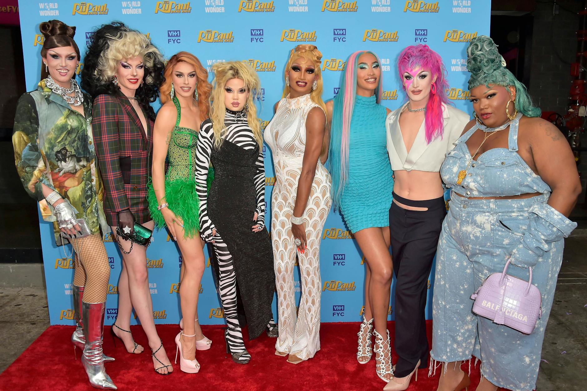 Wenn Sie aussehen wie Daya Betty, Bosco, Jasmine Kennedie, Willow Pill, Angeria Paris VanMicheals, Kerri Colby, Lady Camden oder Kornbread The Snack (v. l.), dann sollten Sie sich unbedingt beim deutschen Ableger von „RuPaul’s Drag Race bewerben“.