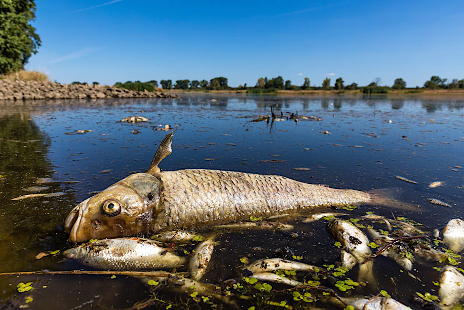 Tote Fische in der Oder: In der Hitze setzt Verwesung ein, die Bergung stockt.