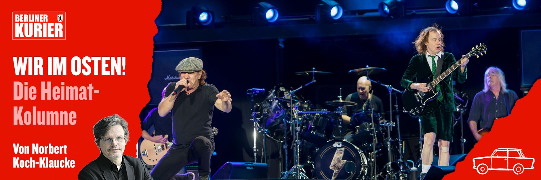 Sie rocken den Osten: AC/DC mit Sänger Brian Johnson (li.) und Gitarrist Angus Young bei einem Konzert in Dresden (2015).