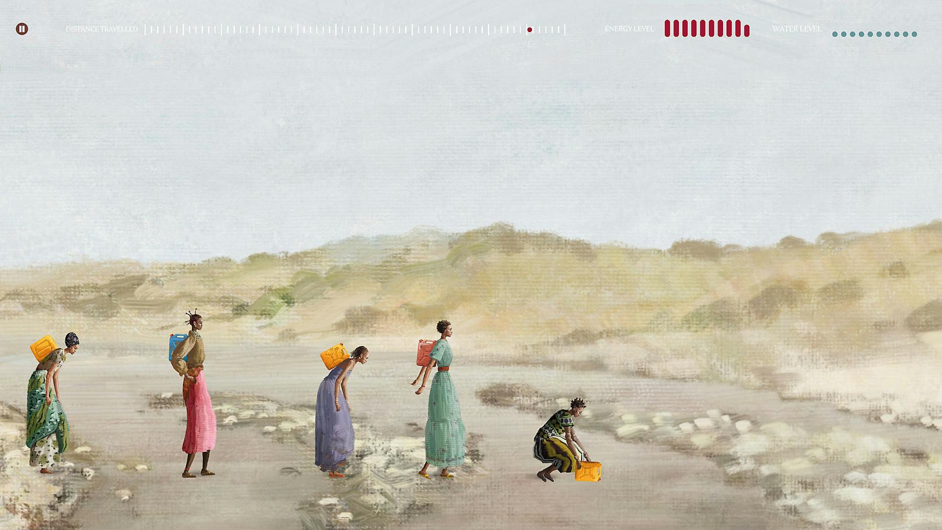 Screenshot aus dem Spiel „This is a True Story“, das auf Wasserknappheit aufmerksam machen will.