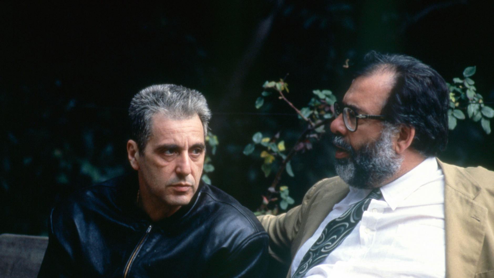 Al Pacino und Francis Ford Coppola am Set von der Pate 3 im Jahr 1991.