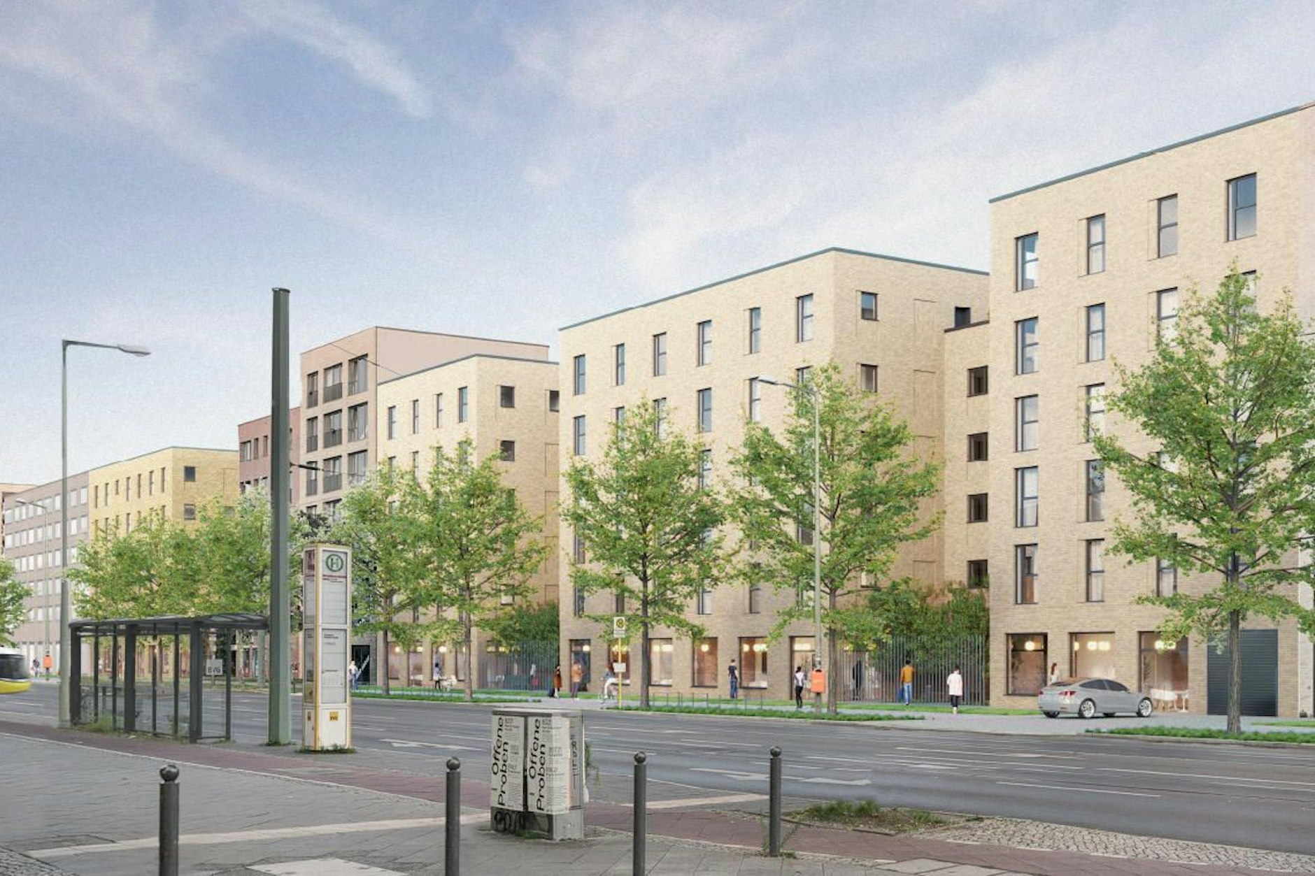 Geplante Wohngebäude der WBM an der Bernauer Straße in Mitte.