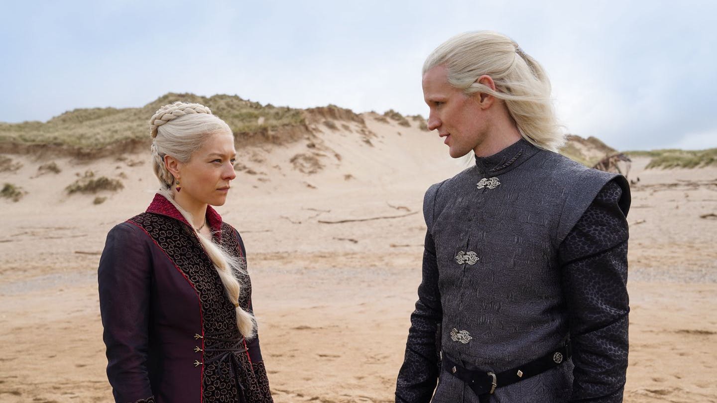 Beide wollen auf den Eisernen Thron: Emma D’Arcy als Prinzessin Rhaenyra Targaryen und Matt Smith als Prinz Daemon Targaryen.