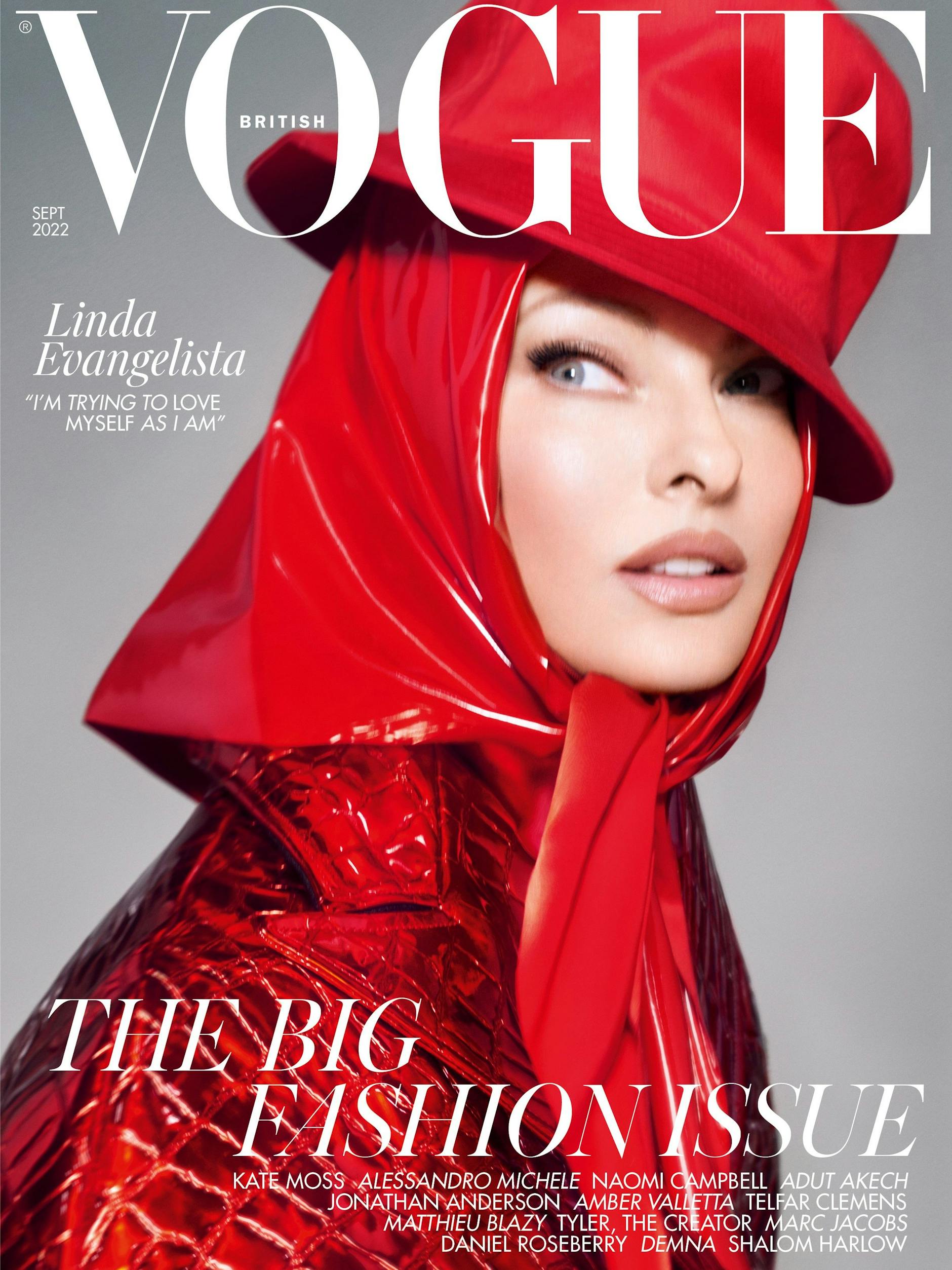 Linda Evangelista auf der Titelseite der September-Ausgabe der britischen Vogue.