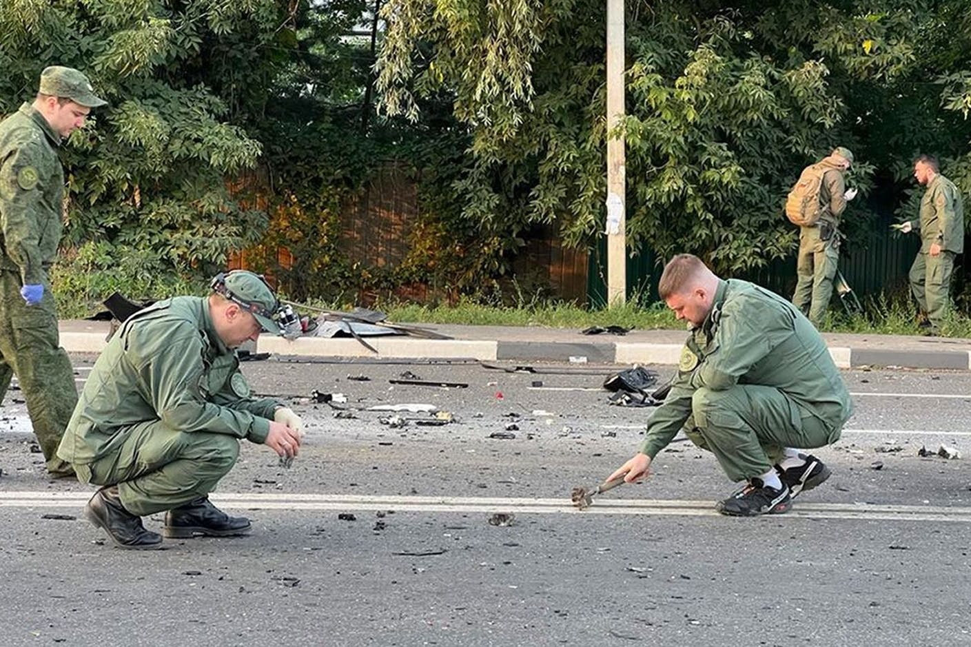 Russland: Ermittler am Ort der Explosion des von Darja Dugina gefahrenen Autos