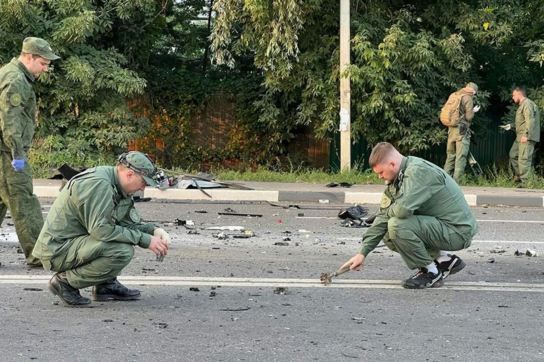 Russland: Ermittler am Ort der Explosion des von Darja Dugina gefahrenen Autos