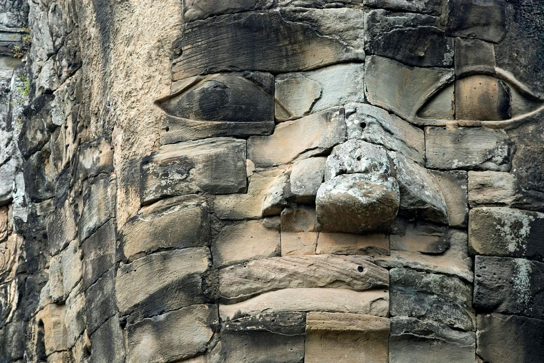 Steinener Tempelwaechter der Tempelanlage Angkor Wat, Portraet, Kambodscha