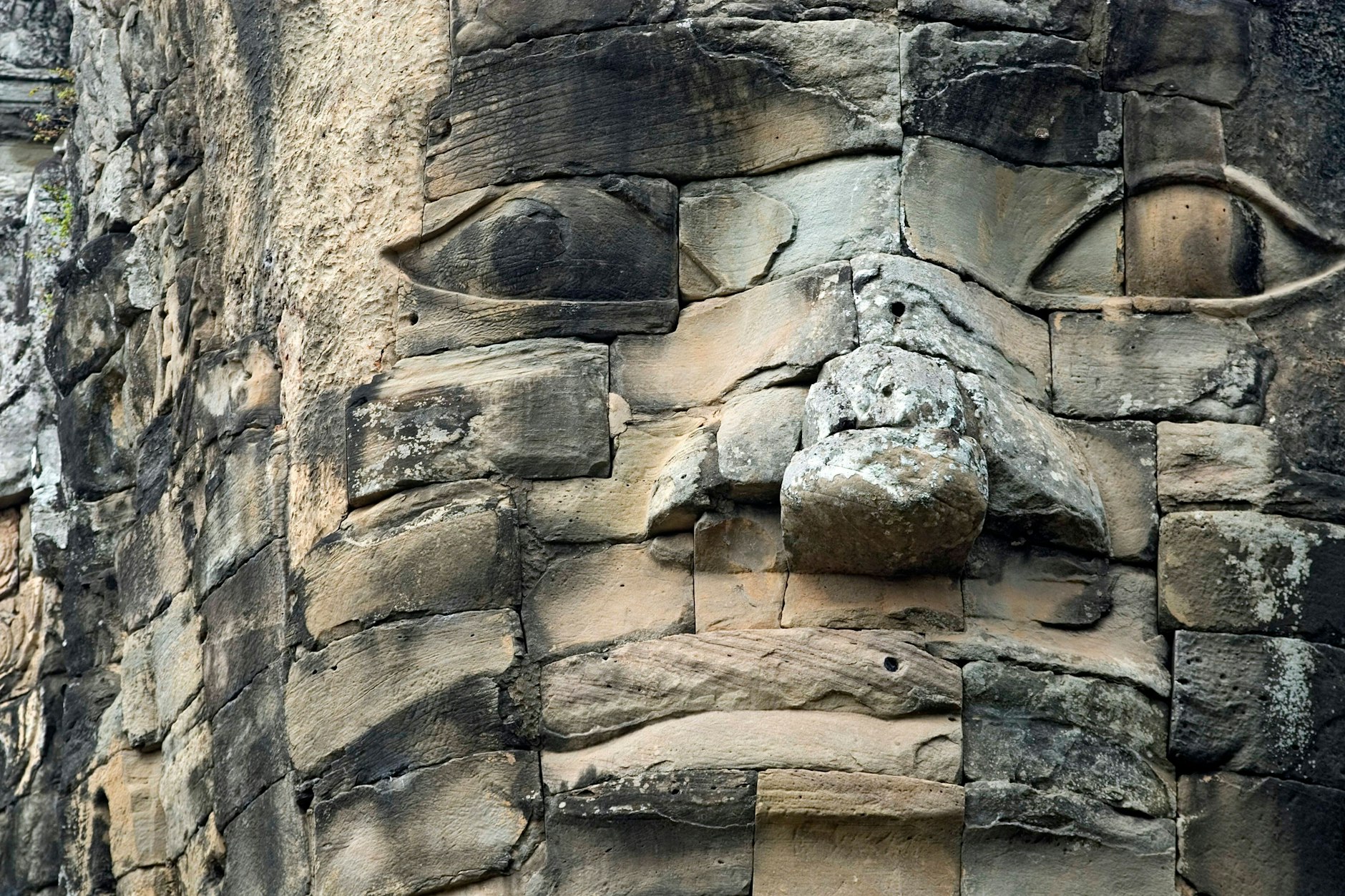 Steinener Tempelwaechter der Tempelanlage Angkor Wat, Portraet, Kambodscha