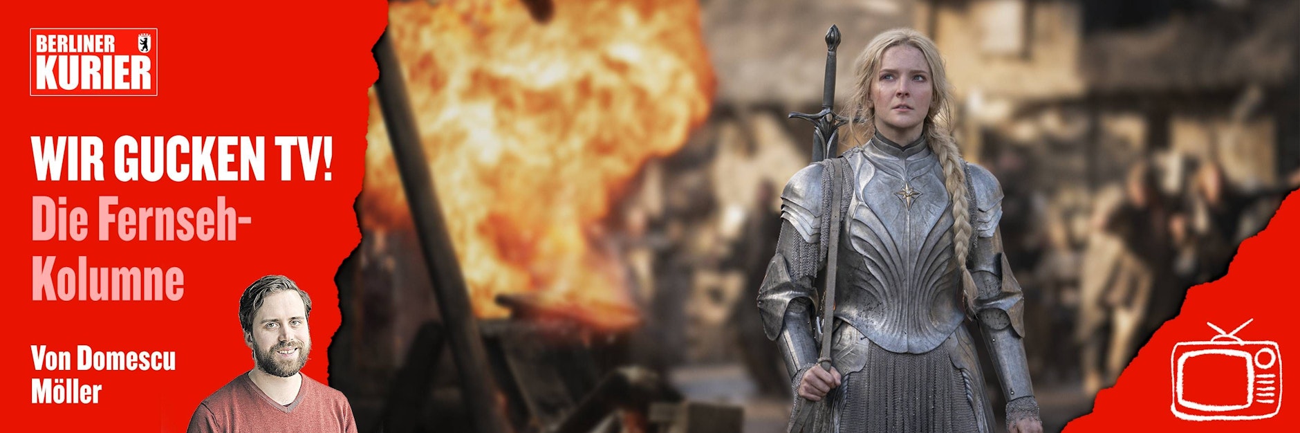 Schauspielerin Morfydd Clark als Galadriel im „Herr der Ringe“-Prequel „Die Ringe der Macht“.