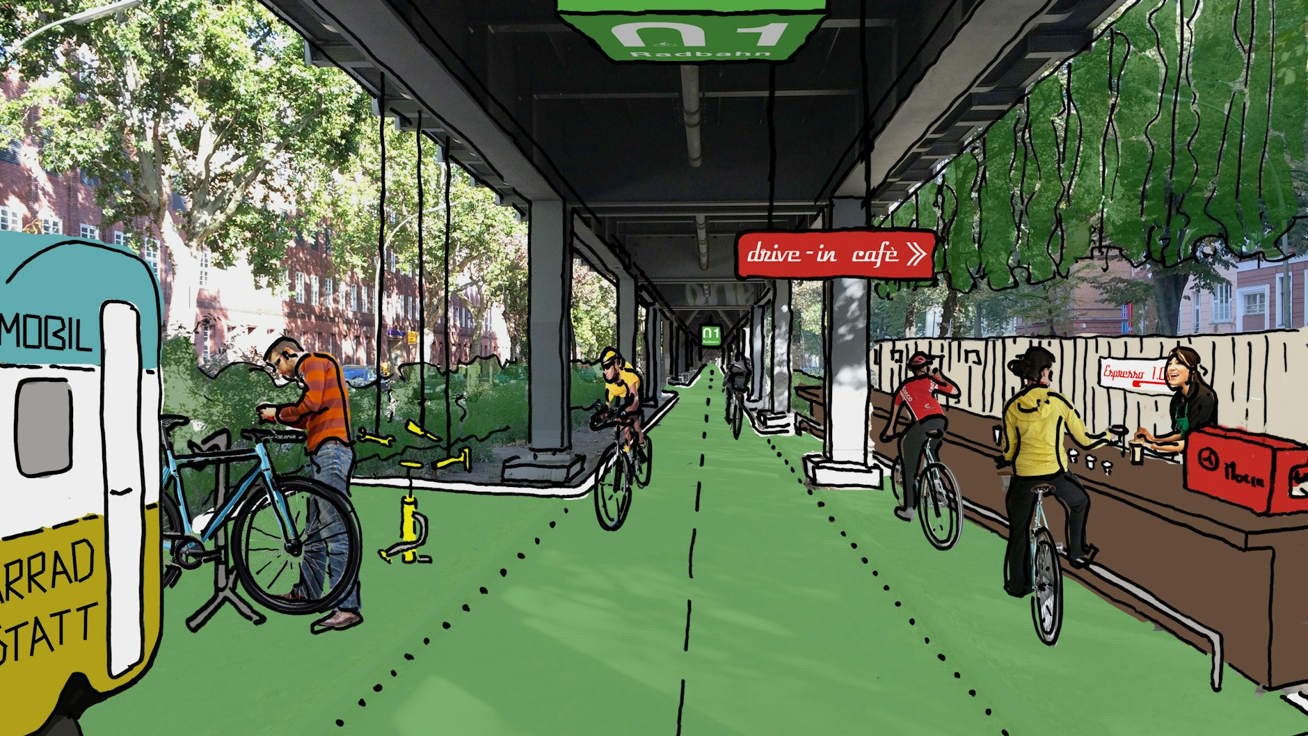 Radbahn Kreuzberg – so könnte ein neuer Radweg durch Berlins Mitte einmal aussehen. 