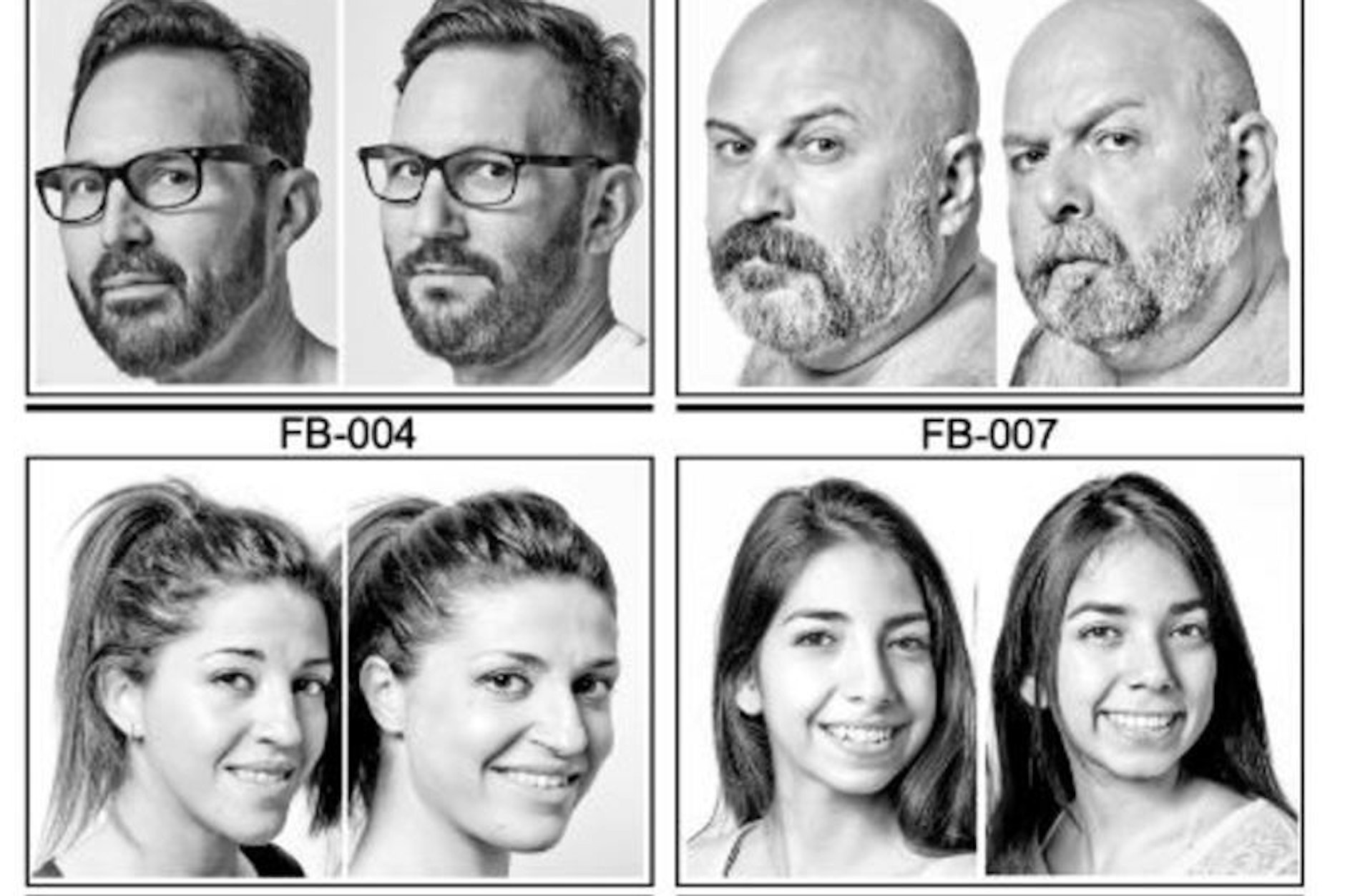 Bilder von sogenannten LALs (Lookalikes) aus der Studie. Sie sind nicht miteinander verwandt.