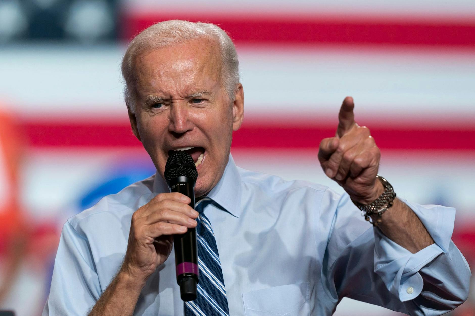 US-Präsident Joe Biden findet bei seiner Wahlkampfveranstaltung klare Worte für Republikaner aus dem Lager von Donald Trump.