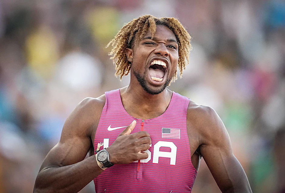ARCHIV - Leichtathletik: Weltmeisterschaft, 200m Finale. Noah Lyles, USA, Gold.  